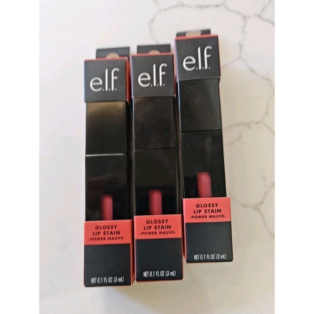 e.l.f. elf gossy Lip Stain Power Mauves 0.1 oz x 3 Gloss Balm Lipstick Pink Nude